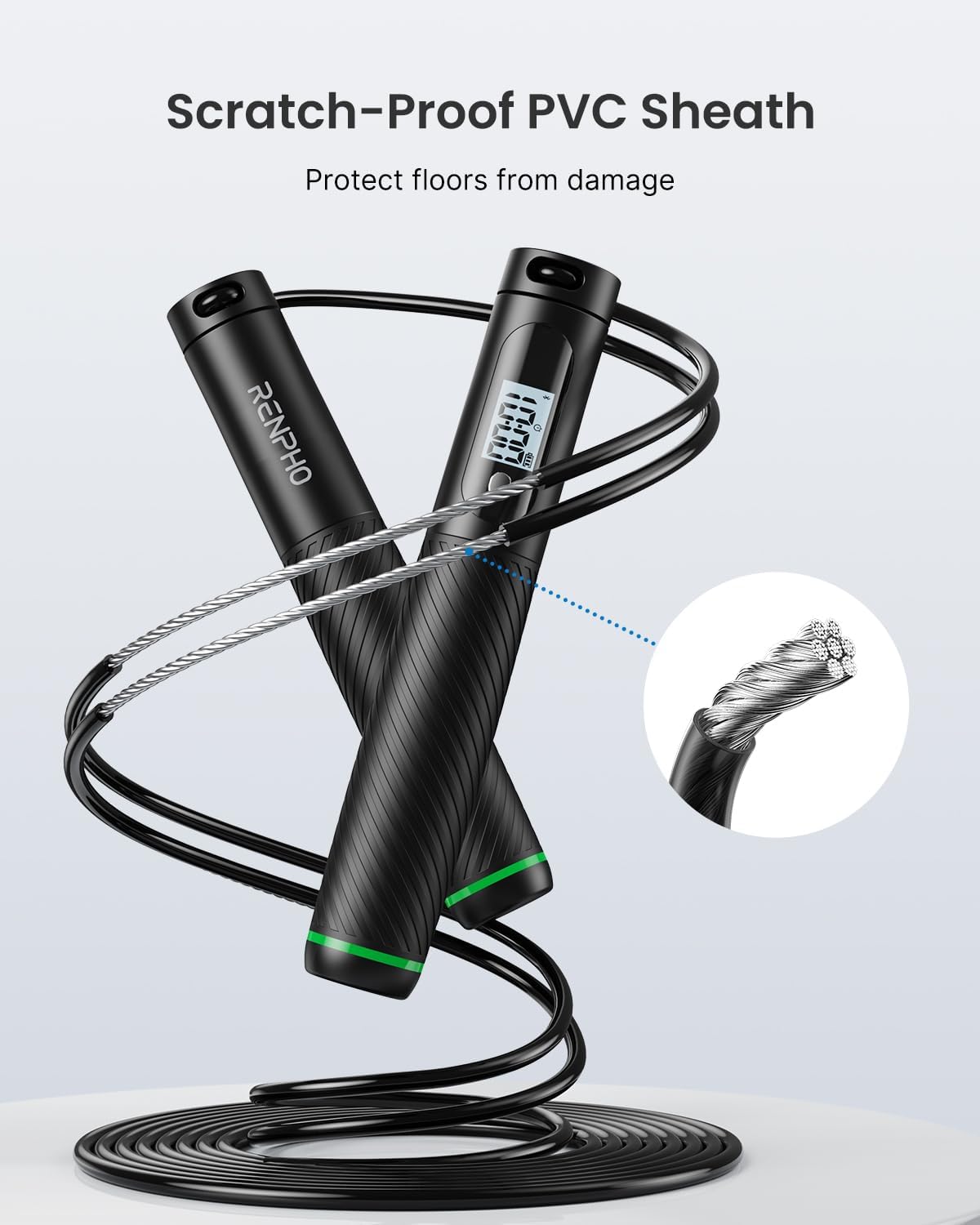 Cordless Jump Rope, Weighted Jump Rope with Counter, Jump Ropes for Fitness, Smart Skipping Rope for Crossfit