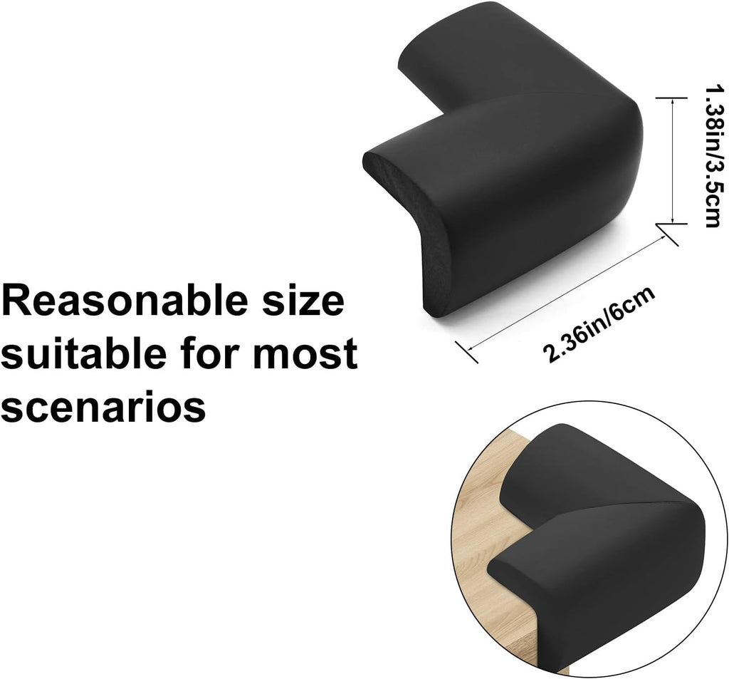 Bed Frame Corner Protector Black: 4 Pack Foam Rubber Guards Bumpers for Bed Table Cabinet Corner Safe Impact