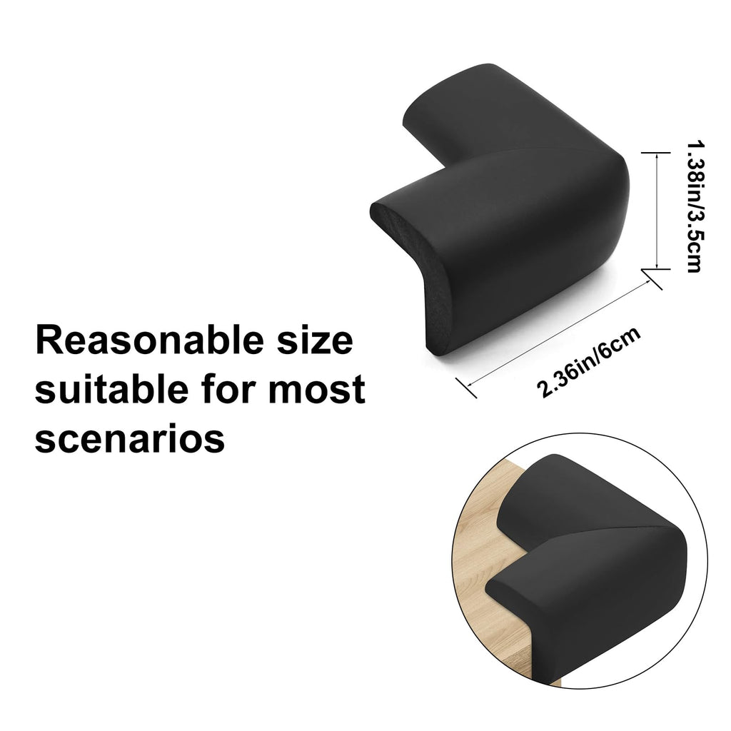 Bed Frame Corner Protector Black: 4 Pack Foam Rubber Bumpers for Bed Table Cabinet Corner Safe Impact Absorption (8