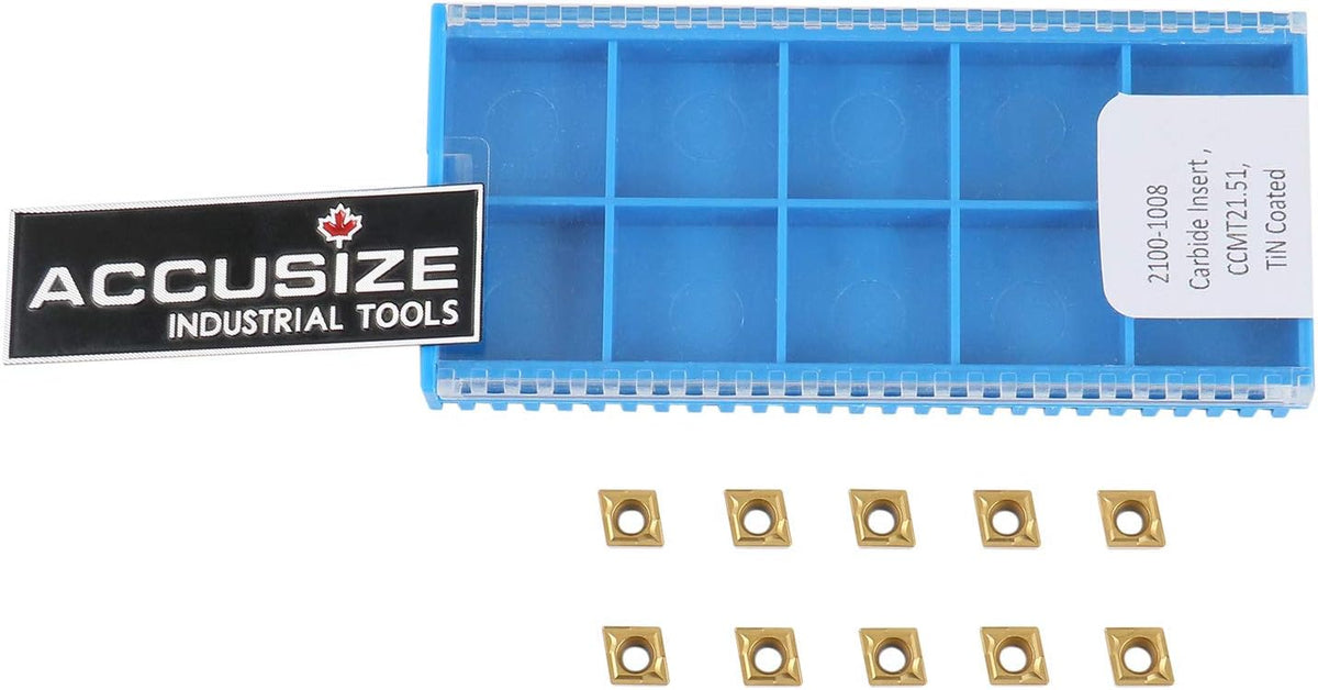 Accusize Carbide Inserts, CCMT21.51, TiN Coated, 2100-1008x10