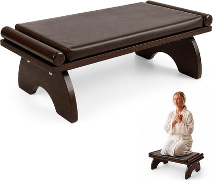 Wooden Prayer Kneeler Bench, Padded Stool for Home and Church