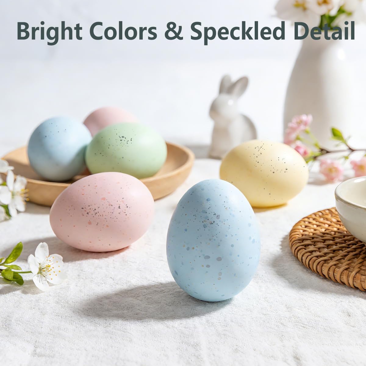 Pastel Easter Eggs Decoration, 16 pcs 2.4in Speckled Easter Eggs for Vase Filler Bowl Basket, Easter Basket