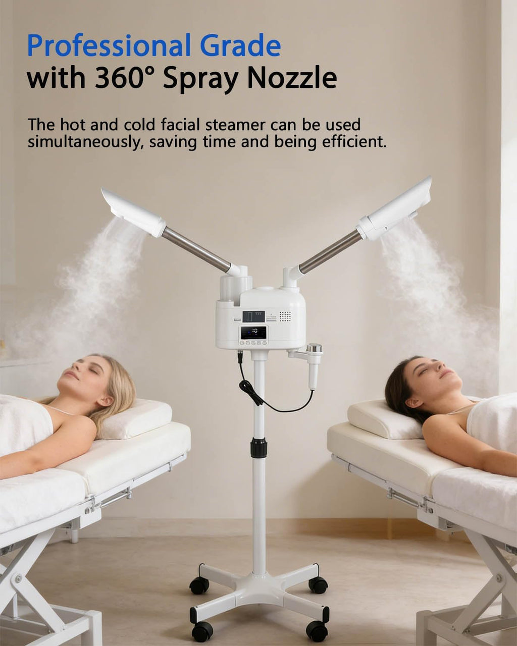 Professional Facial Steamer with 5X LED Magnifying Lamp 4 in 1 | Hot and Cold Facial Steamer, Esthetician Steamer for