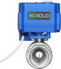 U.S. Solid Motorized Ball Valve- 1" NSF Certified 304SS Ball Valve with Manual Function, Full Port, 9-24V AC/DC and 2 Wire Auto Return Setup