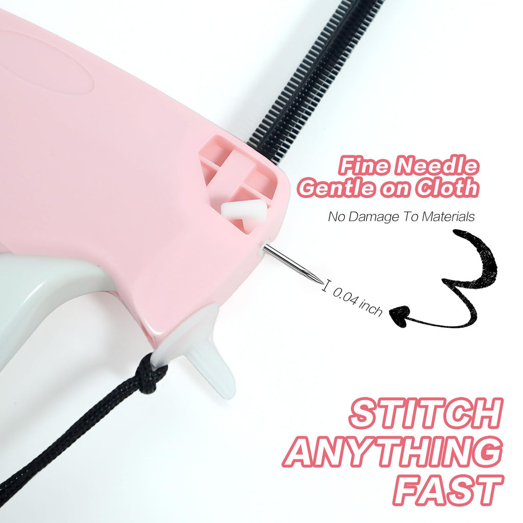 Stitch Gun for Clothes Handheld with 6 Needles, 1000 Black & 1000 White 5mm Mini Fasteners - Quick Clothing Fixer