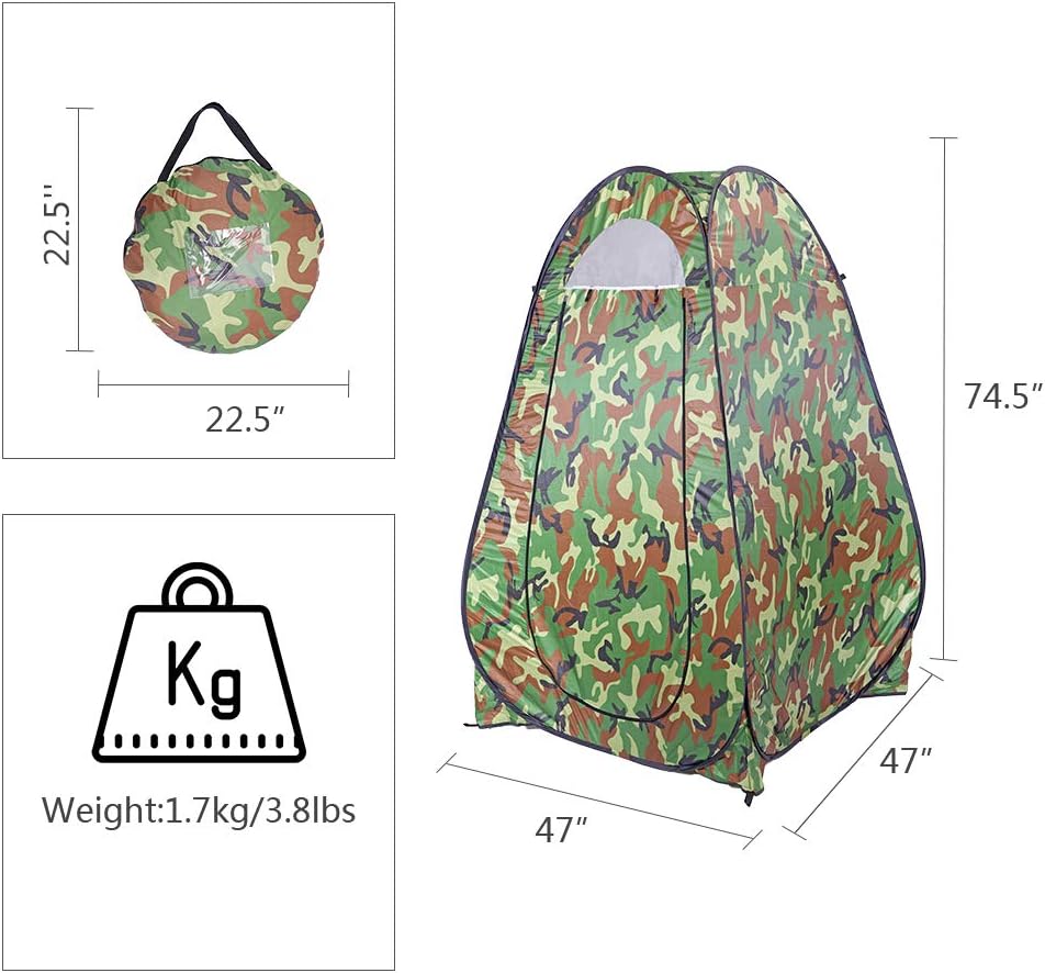 Outdoor Camping Pop Up Privacy Tent, Portable Outdoor Shower Bathroom Toilet Tent for Camping Beach