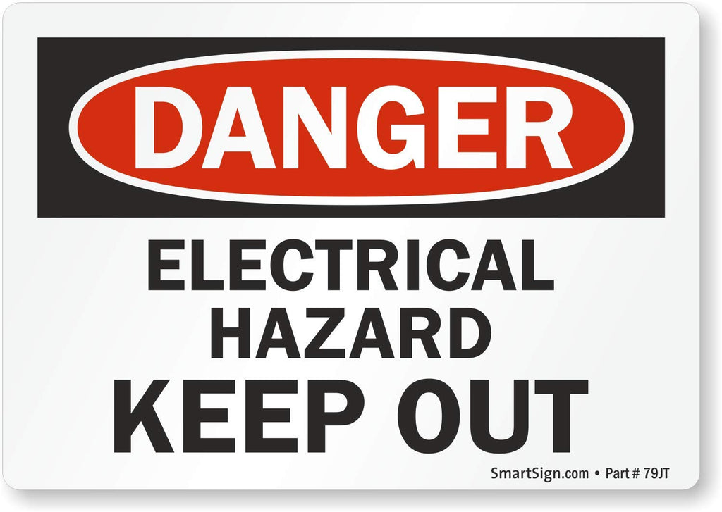 Adhesive Vinyl OSHA Safety Sign, Legend "Danger: Electrical Hazard Keep Out", 3.5" high x 5" wide, Black/Red on White