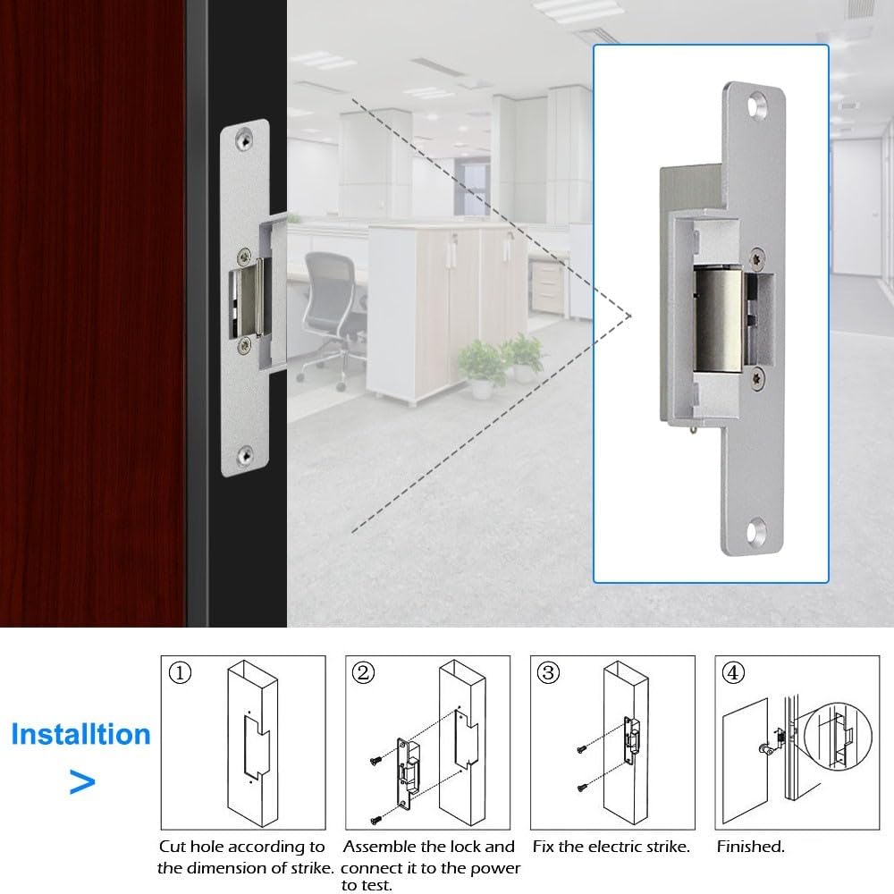 WiFi Tuya APP Access Control System Kit Waterproof RFID Access Control Keypad, Fail-SafeElectric Strike Lock, 12VDC
