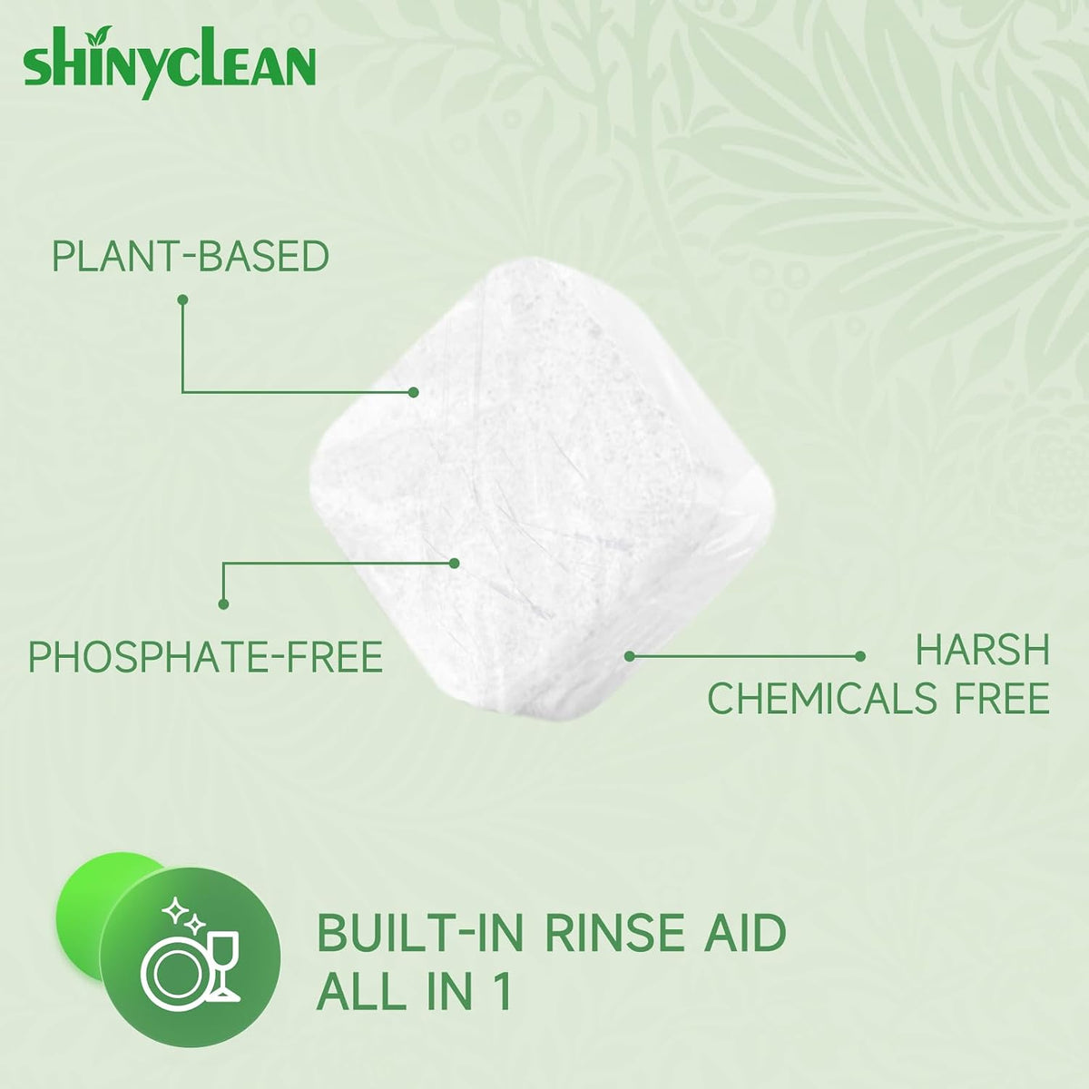 All-in-1 Dishwasher Tablets with Built-in Rinse Aid, 62 Count