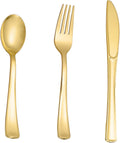 60PCS Gold Plastic Silverware, Heavy Duty Disposable Utensils/Cutlery