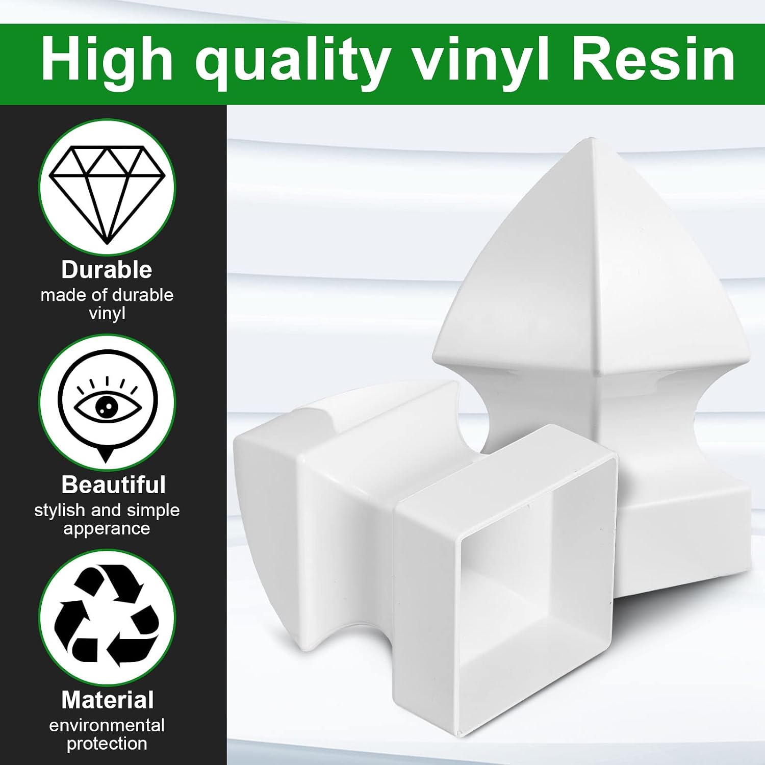 2 Pcs 3.5'' X 3.5'' Gothic Vinyl Fence Post Caps White