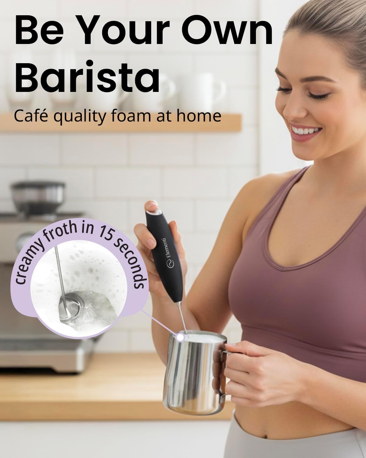 Milk Frother Wand & Electric Stirrer with Stand - Turbo Coffee & Milk Frother Handheld - Hand Held Coffee Mixer Wand
