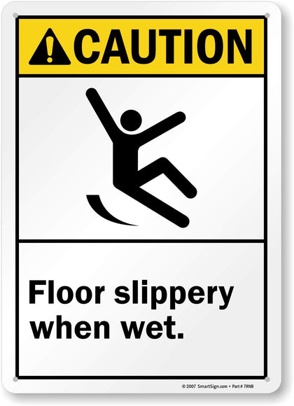 S-4375-PL-14 Caution - Floor Slippery When Wet Sign by | 10" x 14" Plastic 10" x 14" Plastic - ANSI Caution Sign