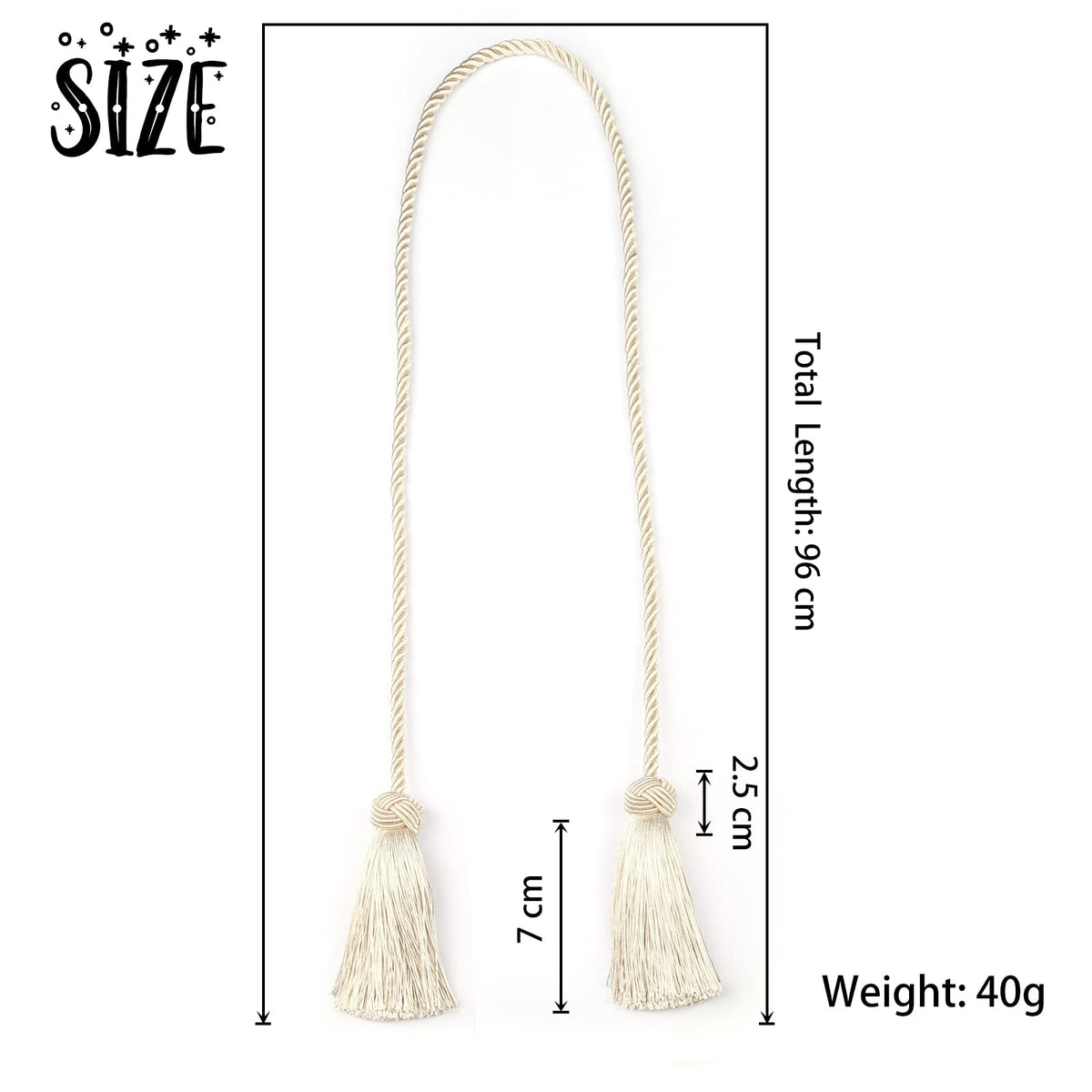 2 Pack Handmade Rope Tassel Curtain Tiebacks