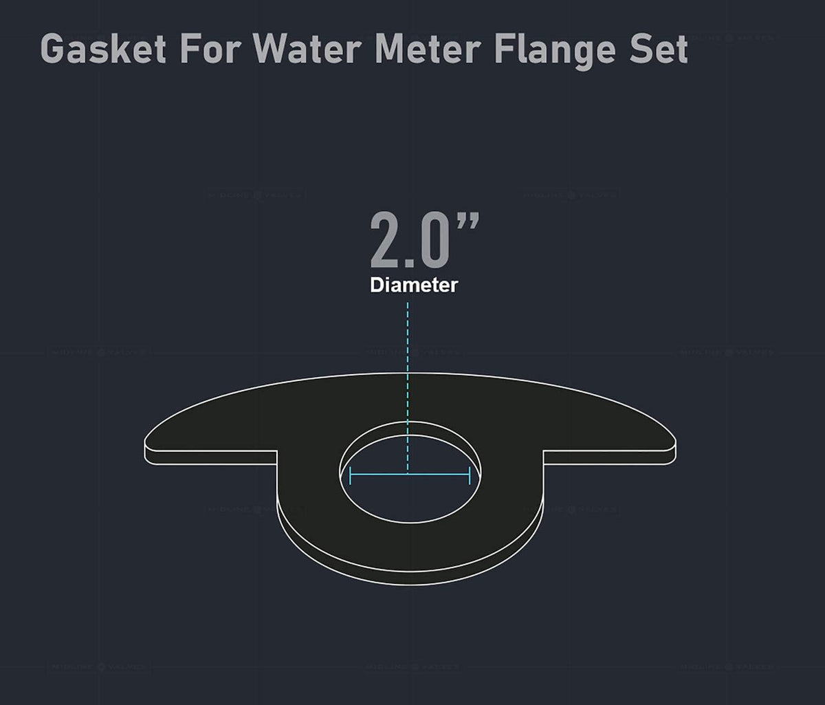 Midline Valve XNGH002 Gasket for Water Meter Flange; 2 in. (2 Pack)