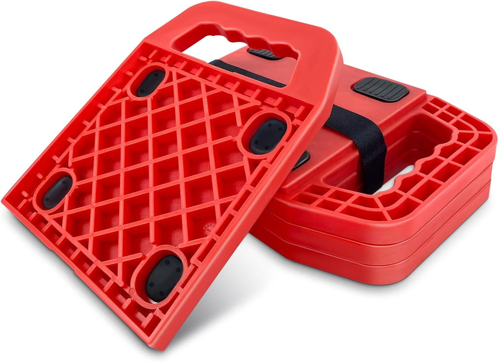 6.5" X 6.5" RV Stabilizer Jack Pads with Anti-Slip Rubber Mats, Stackable Camper Jack Pads with Handles & Handy