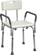 Shower Chair Seat with Padded Armrests and Back | Heavy Duty Shower Chair for Bathtub | Slip Resistant Shower Seat
