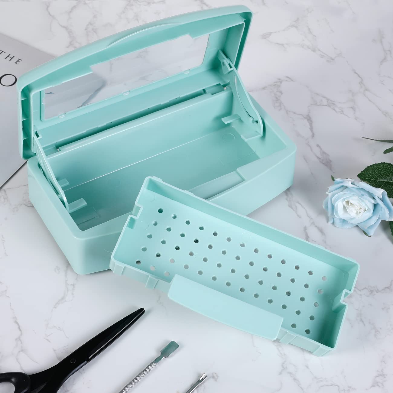 Barbicide Disinfectant Box Nail Art Tools Sanitizing Tray Disinfectant Container Nail Tool Sterilizer Box Plastic