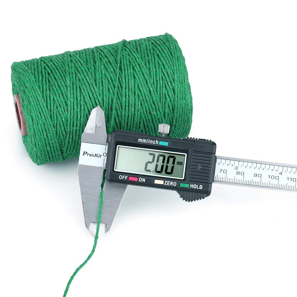 Green Twine String, 656 Feet St. Patrick's Day Bakers Twine String, 2mm String for DIY Crafts, Present Decoration