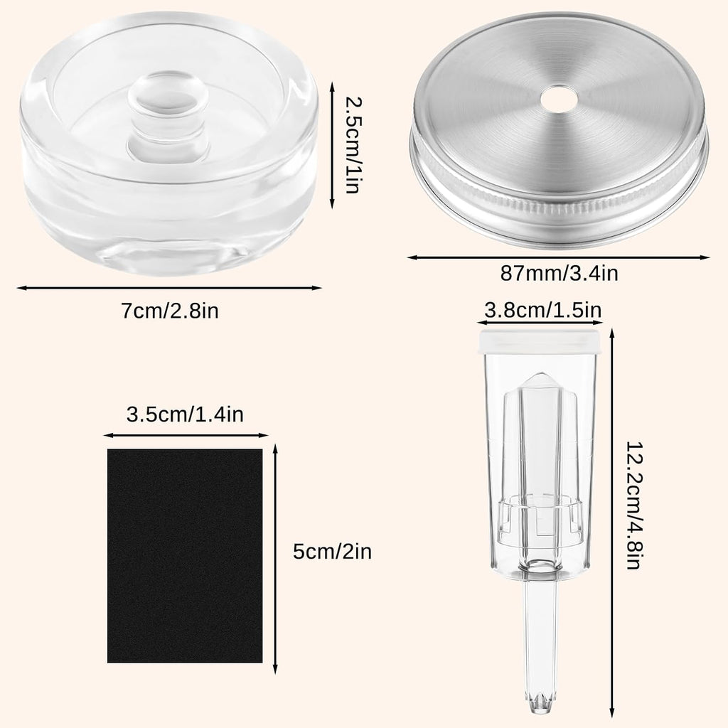 2 Set Fermentation Kit, Fermentation Lids Glass Weights and Airlocks Compatible with 86MM Wide Mouth Mason Jars for