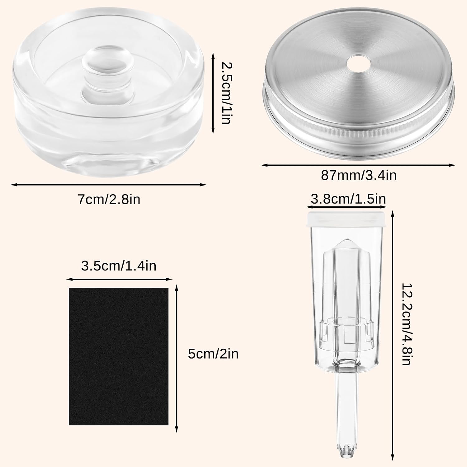 2 Set Fermentation Kit, Fermentation Lids Glass Weights and Airlocks Compatible with 86MM Wide Mouth Mason Jars for