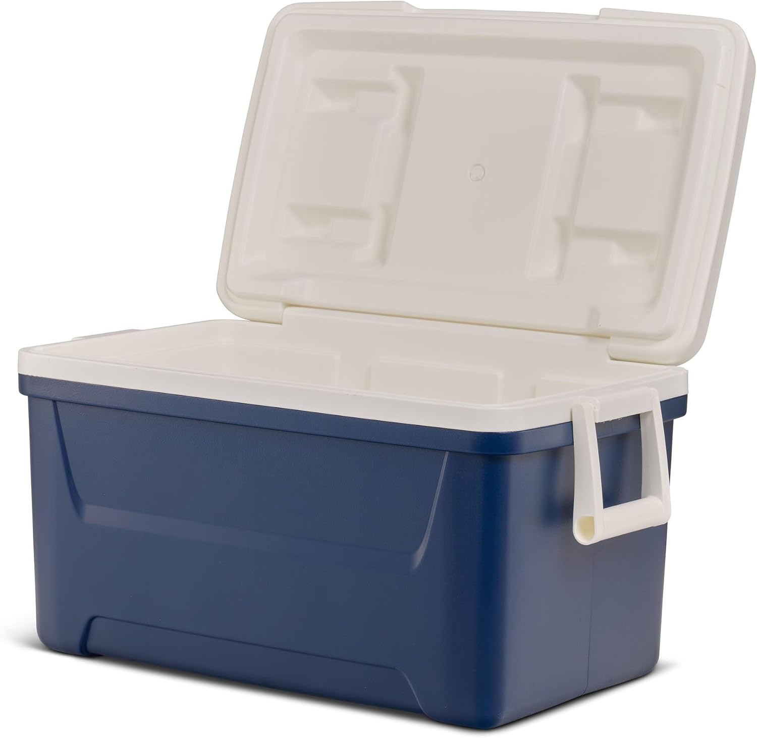 48 Quart /45L Hard Sided Insulated Ice Cooler Chest Navy Ultratherm Foam Cool Riser Base Swing Handles Hold 76 Cans