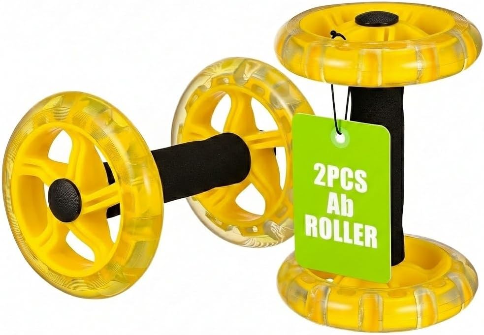 Dual Ab Roller Wheel Set for Core Workout, Portable Abdominal Exercise Equipment with Foam Grip for Home Gym