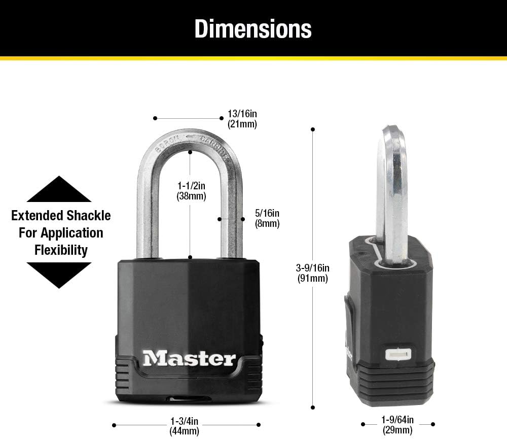 Magnum Outdoor Padlock, Heavy Duty Keyed Lock 2-Pack M115XDLF | 1-7/8" Weather-Resistant Lock Protects Outdoor
