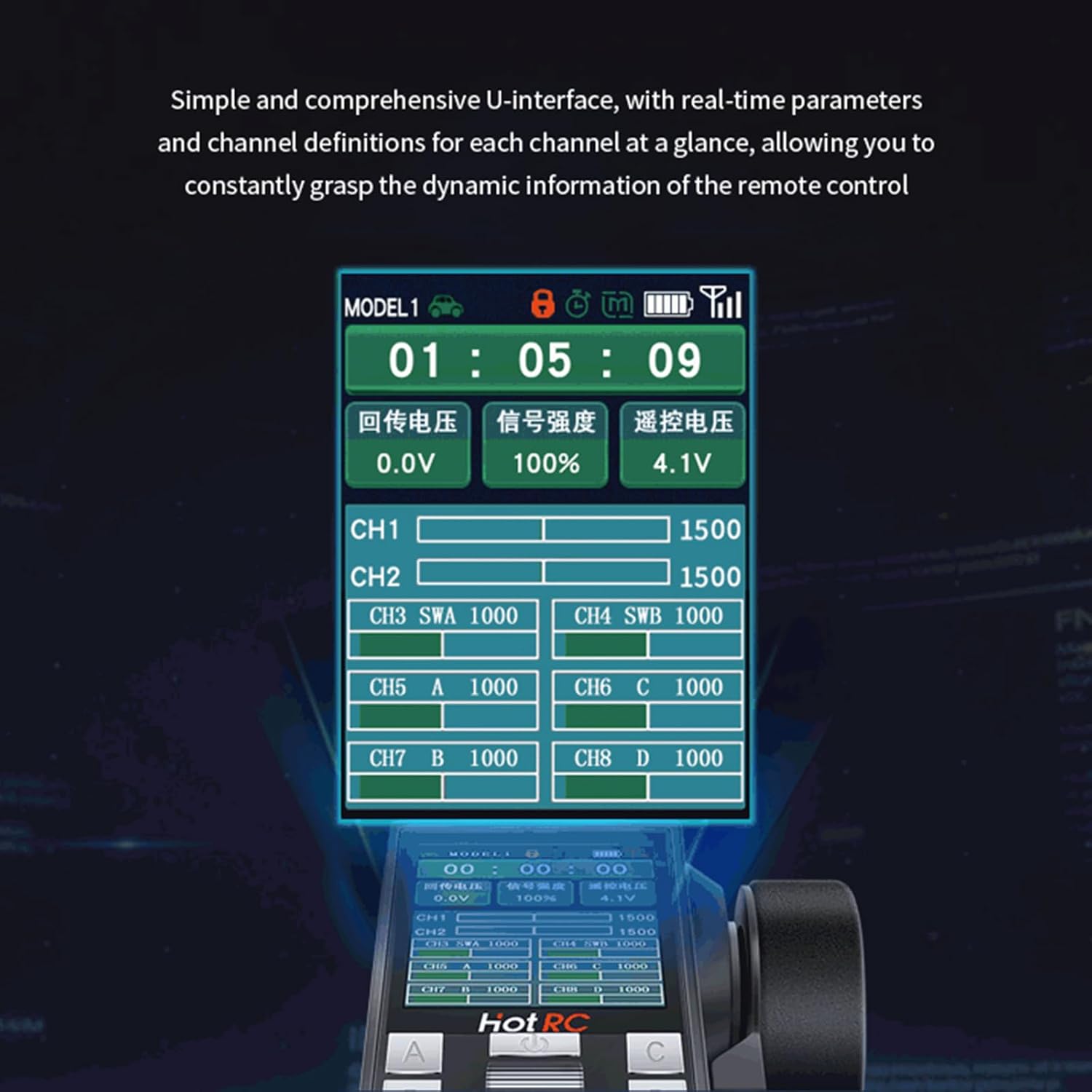 HOTRC CT-8A RC Transmitter and Receiver 8 Channel 2.4ghz Hand Controlled RC Car Boat Tanks Remote Controller Long