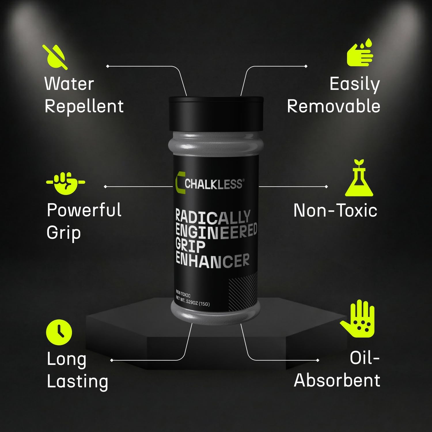 Grip Enhancer - Premium Liquid Chalk Alternative & Less Mess Hand Chalk for Weightlifting, Powerlifting, Yoga