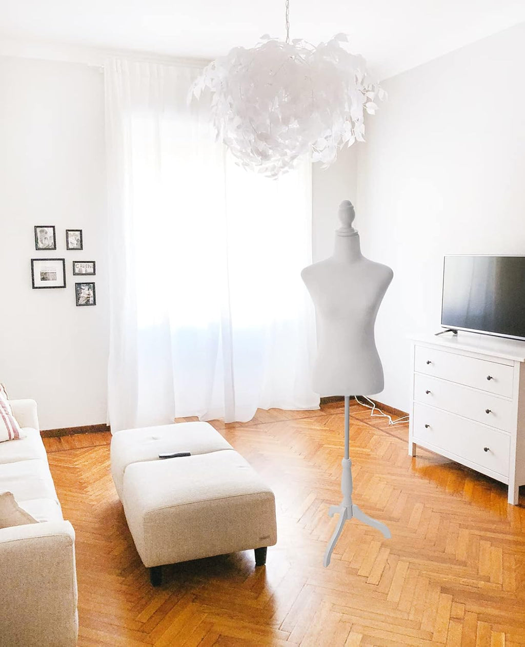 Female Dress Form Mannequin Torso with Wooden Tripod Stand 55-67 Inch Height Adjustable Mannequin Body for Sewing