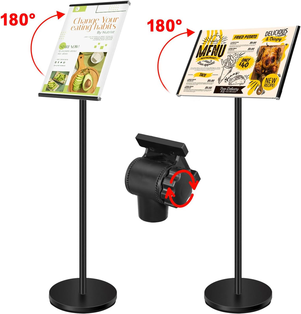 Heavy Duty Sign Stand - 5 Pack, Adjustable Pedestal Holder for 11 x 17 Signs, Horizontal/Vertical View, Indoor/Outdoor