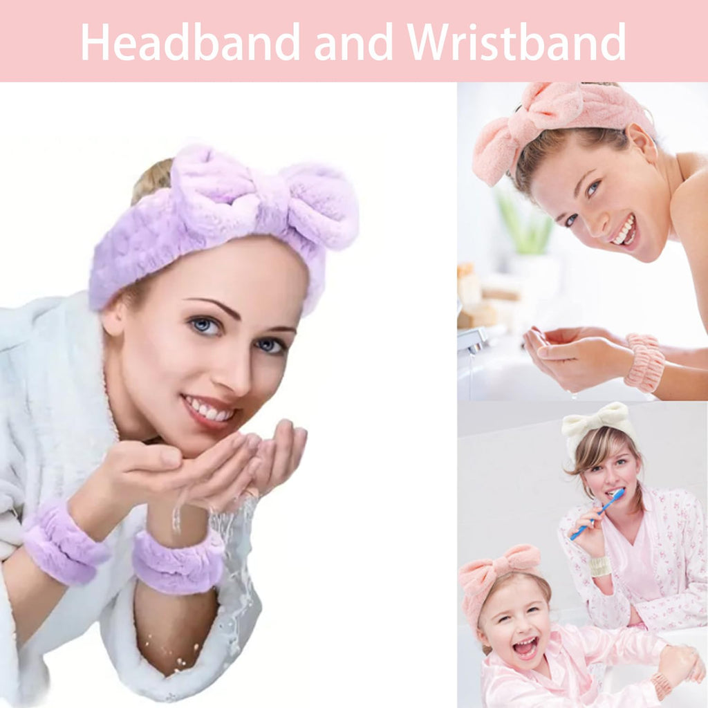 Spa Headband and Wristband Set Top Knotted Headbands Silky Satin Hair Bows Bows Hair Clip Big Hair Claw Clips