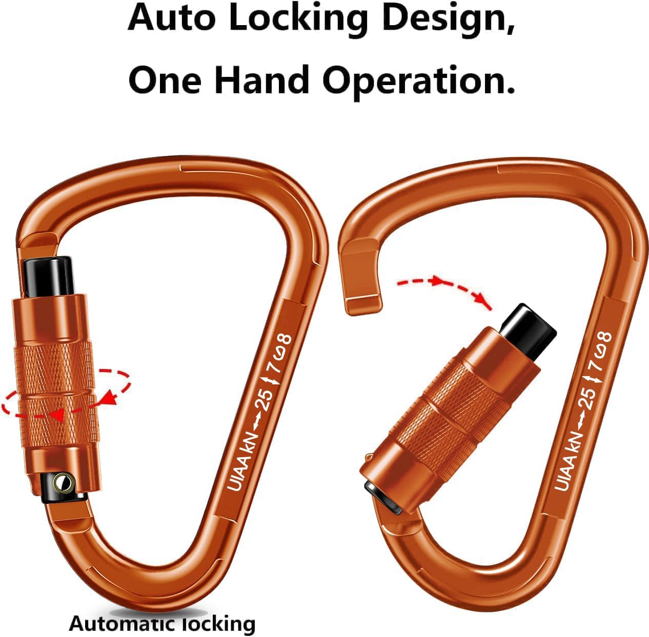 Auto Locking Carabiner Heavy Duty Carabiner 25kN UIAA Certified Climbing Carabiner Climbing Equipment Safety