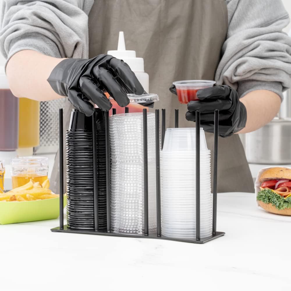 3 Section Black Iron Portion Cup and Lid Organizer, 1 Count