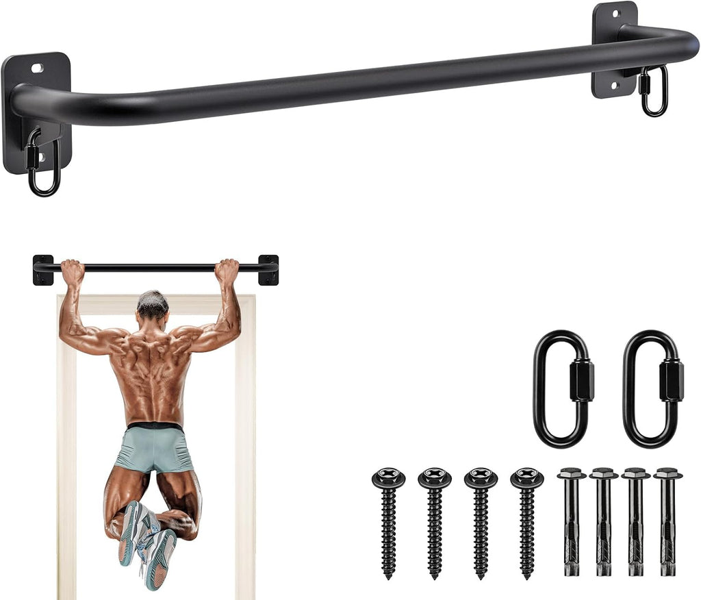 Heavy Duty Welded Pull Up Bar Wall/Joist/Ceiling Mount Chin Up Bar | Multifunctional Pull-up Bars w/Resistance Band