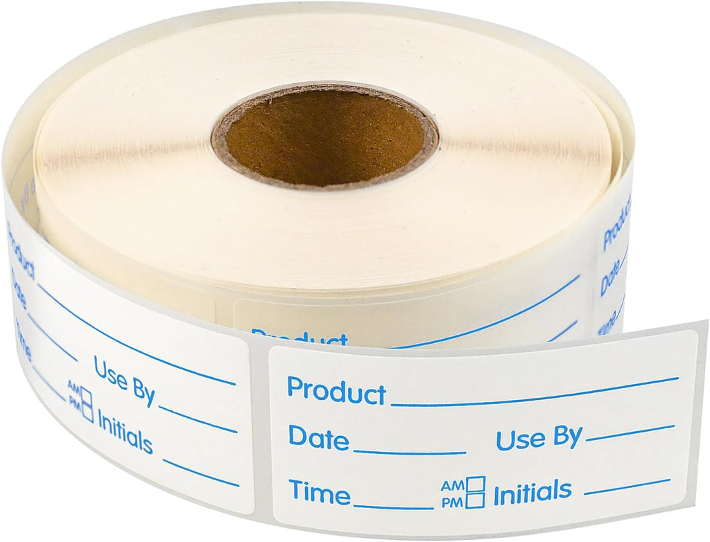 500 Stickers Use by 1 x 2 Inch Blue Dissolvable Food Labels