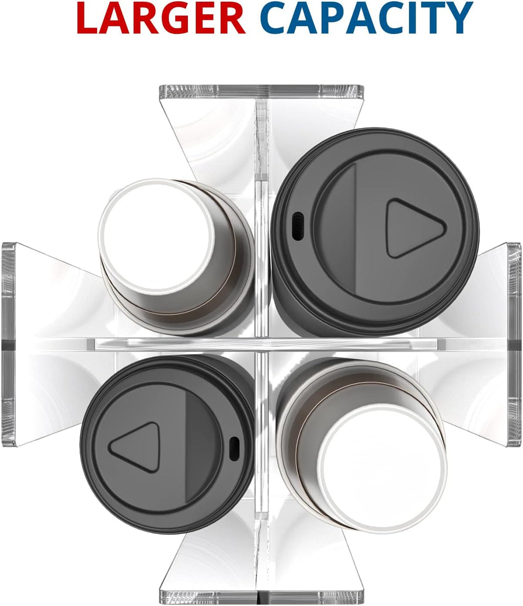 Cup and Lid Holder, 4 Compartment, Square | Rotating Coffee Cup Dispenser Lid Carousel for Restaurant, Buffet, Coffee