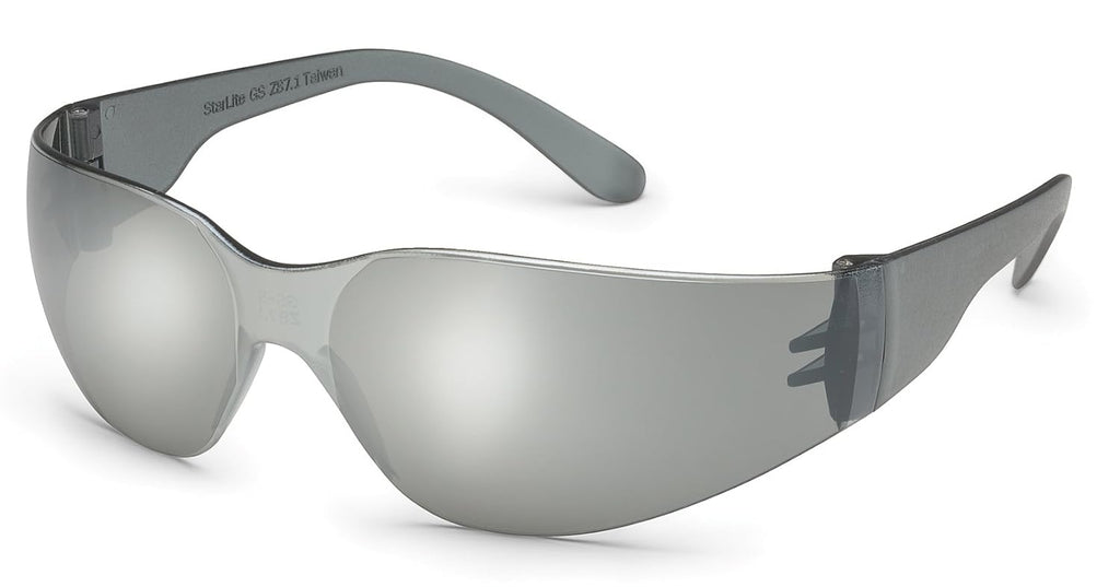 468M UL-Certified StarLite Safety Glasses, Silver Mirror Lens, Gray Temple (Pack of 10)