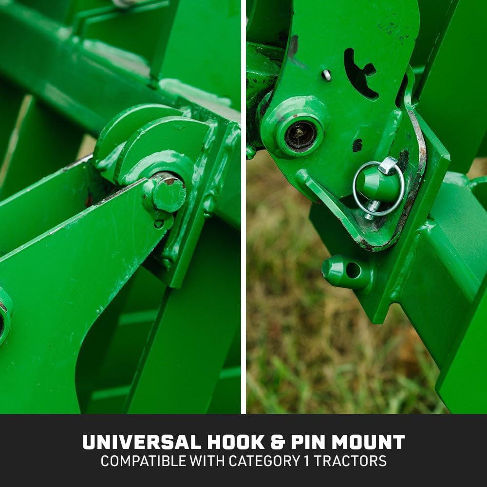 48" Economy Series Root Grapple Bucket Attachment, Hook and Pin Connection, Single 3,000 PSI Cylinder with Cylinder