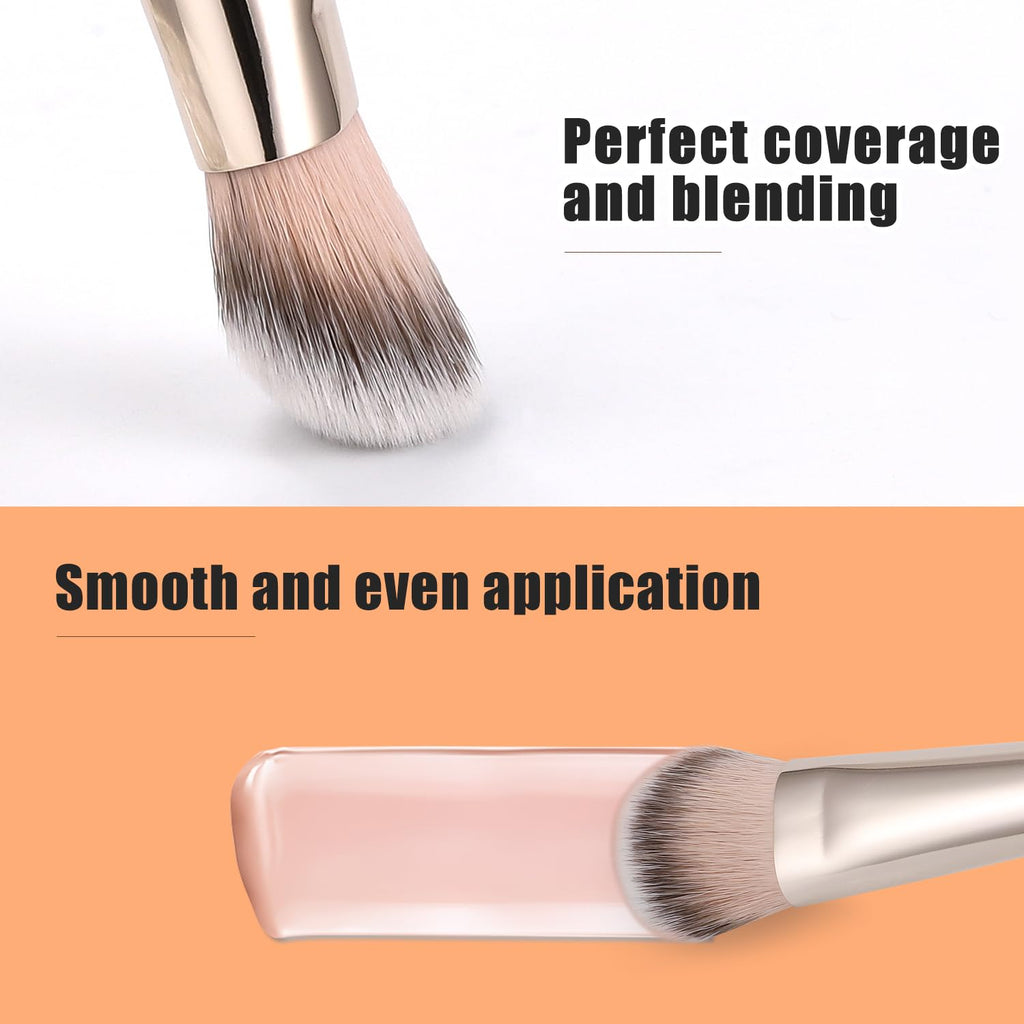 3Pcs Foundation Concealer Highlight Brush, Cat Paw Under Eye Brush | Large buffs foundation, blends contours, sweeps