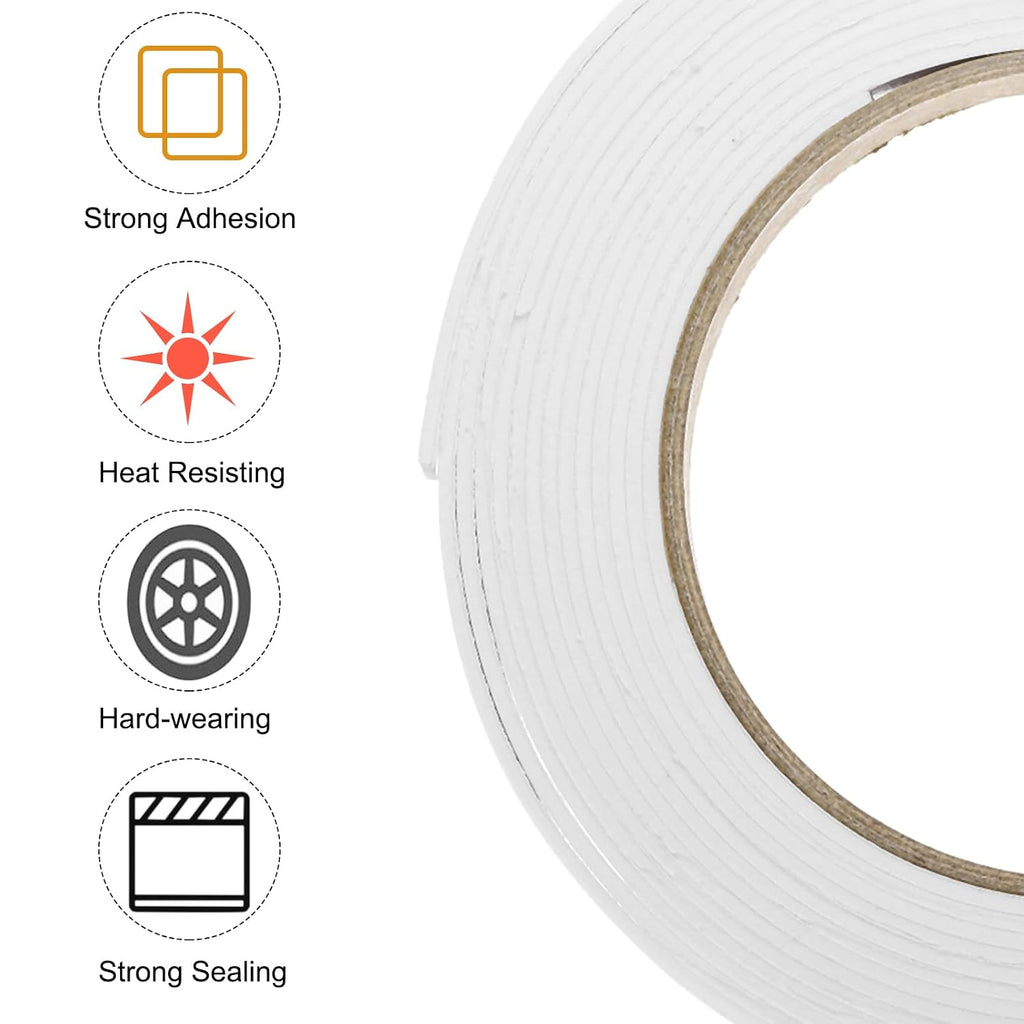 2pcs Rolls Single Sided Foam Tape Removeable EVA Sponge Mounting Tape Strong Adhesive Tape Strips(White, 13ft x 1/2"