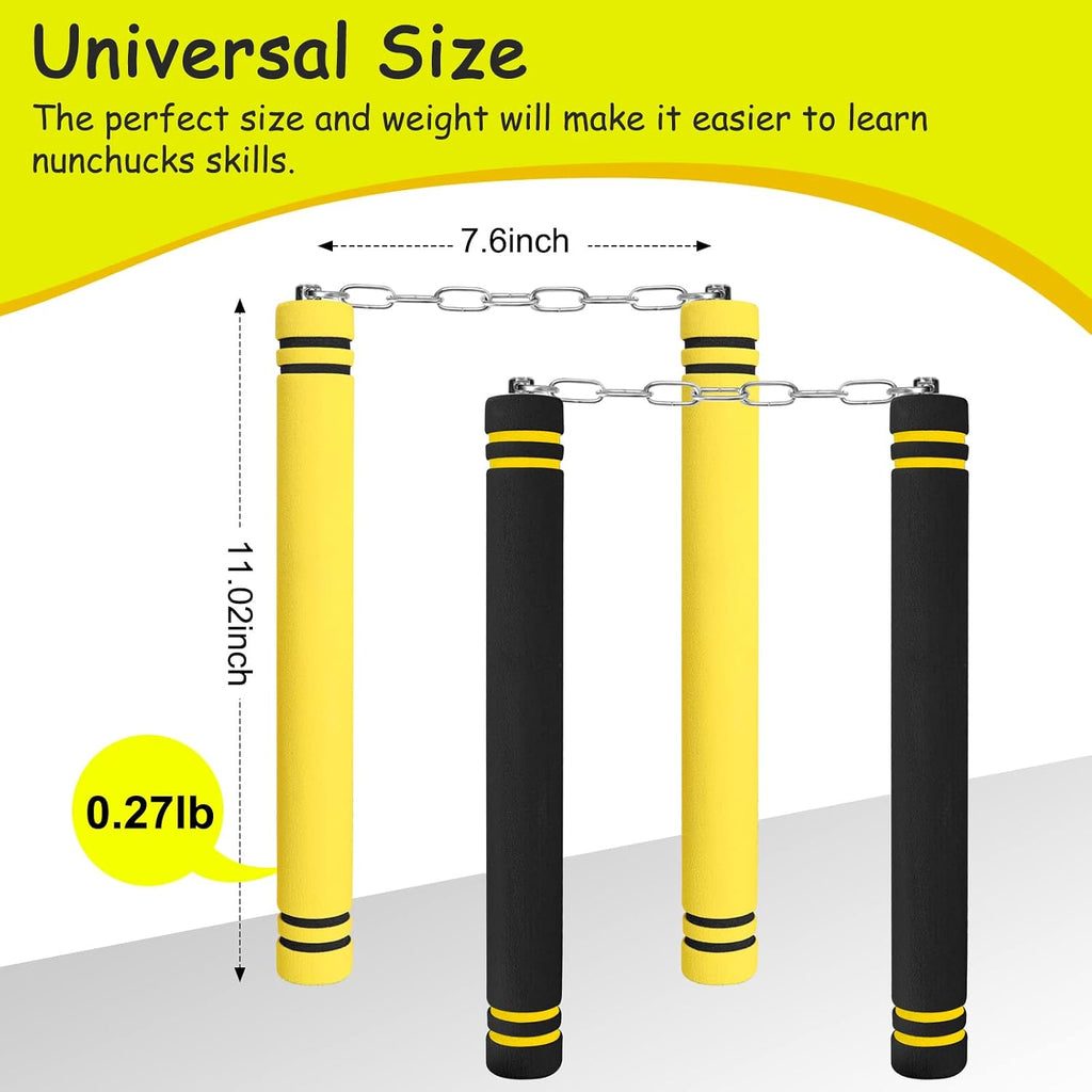 Nunchucks Safe Foam Rubber Training Nunchucks Nunchakus with Steel Chain for Kids Adults & Beginners Practice and