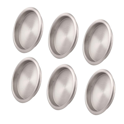 6 Pack Closet Door Finger Pull Satin Nickel- 2-1/8” Round Sliding Finger Door Pull, Easy Snap-in Installation