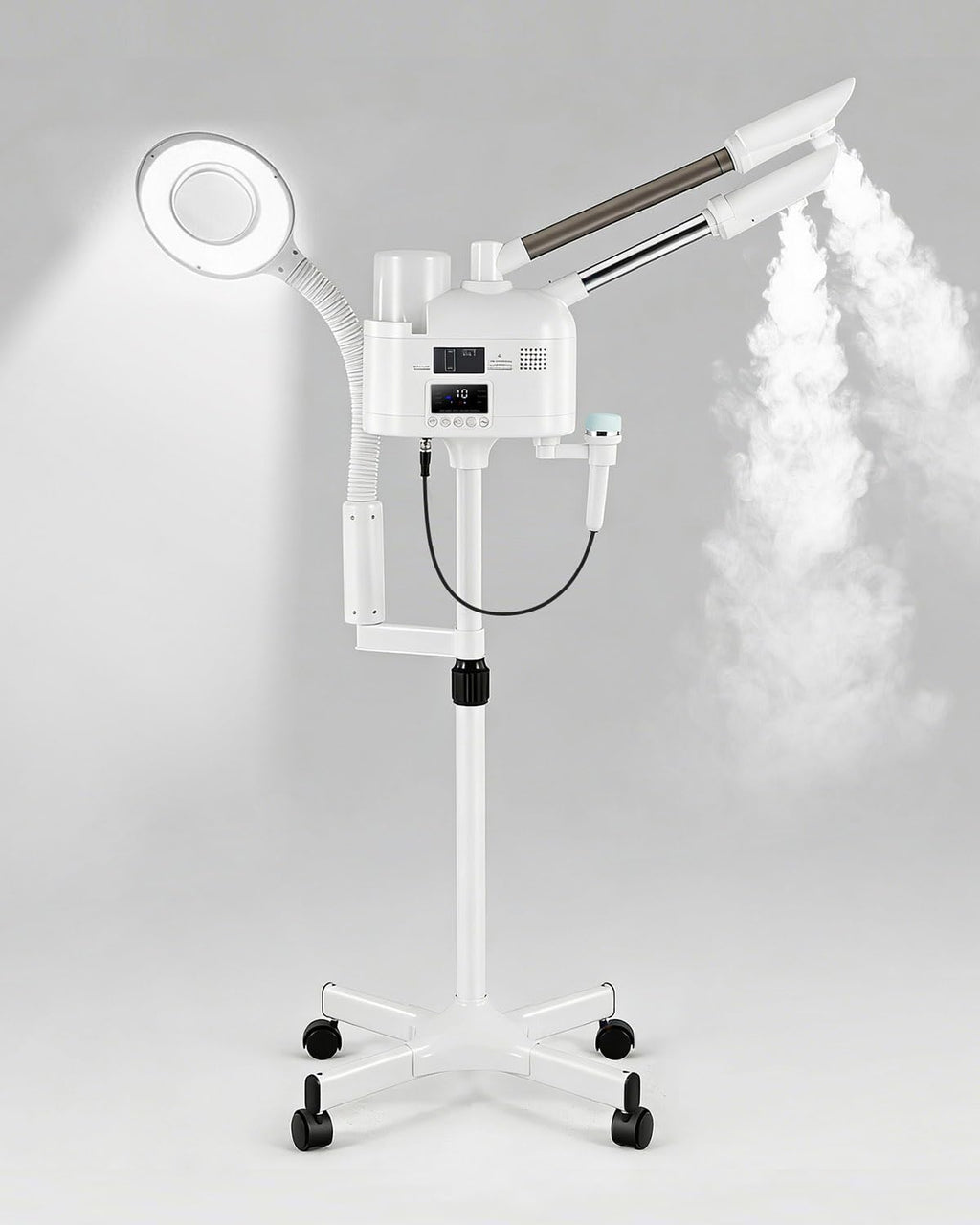Professional Facial Steamer with 5X LED Magnifying Lamp 4 in 1 | Hot and Cold Facial Steamer, Esthetician Steamer for