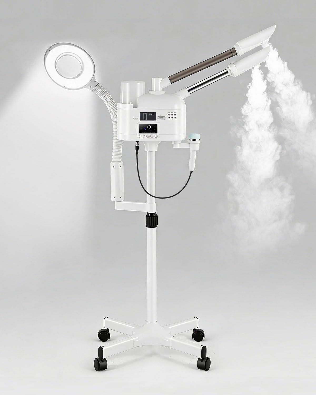 Professional Facial Steamer with 5X LED Magnifying Lamp 4 in 1 | Hot and Cold Facial Steamer, Esthetician Steamer for