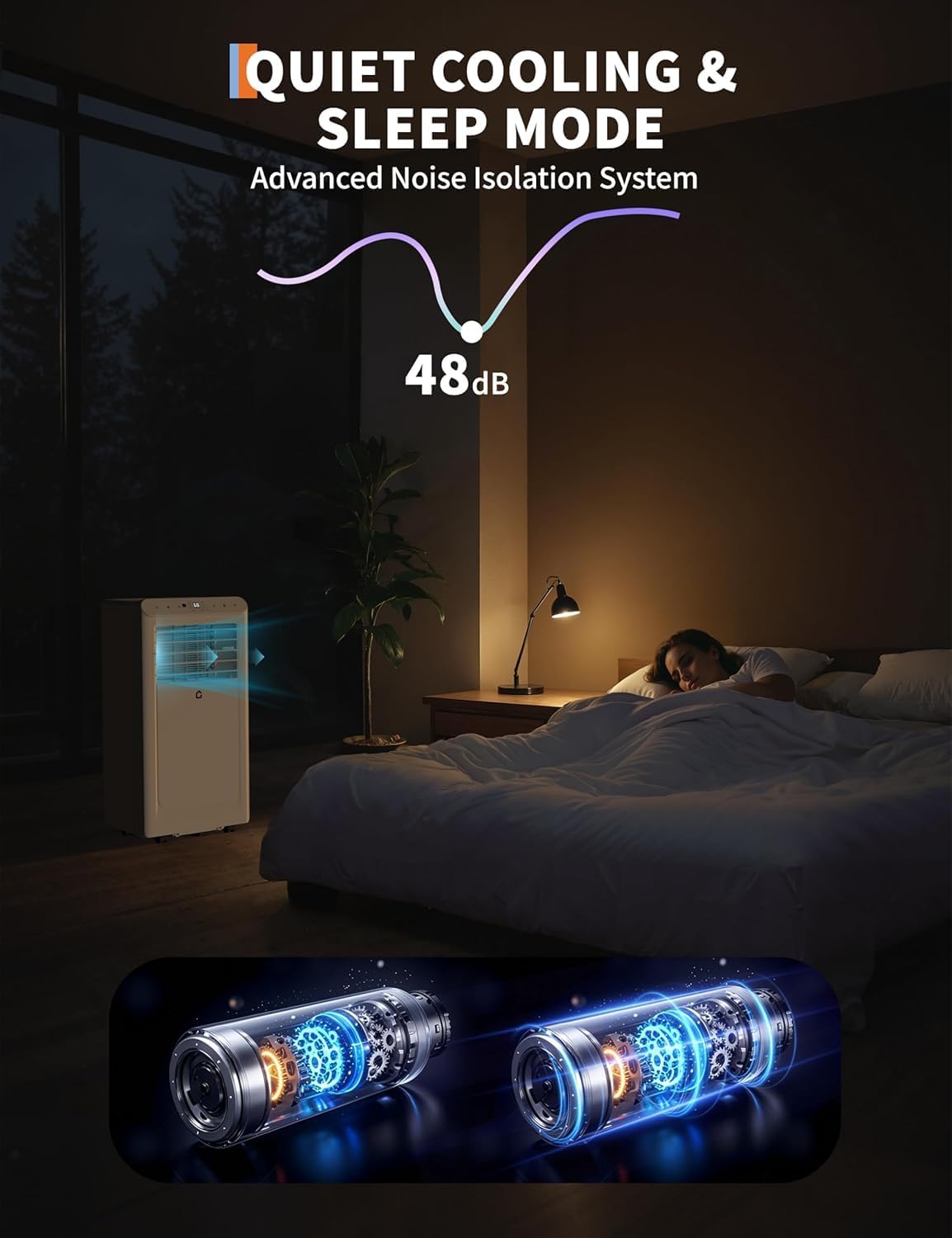 8,000 BTU Portable Air Conditioner, 3-in-1 Portable AC Unit with Cool, Dehumidifier & Fan Modes, Covers Rooms up to
