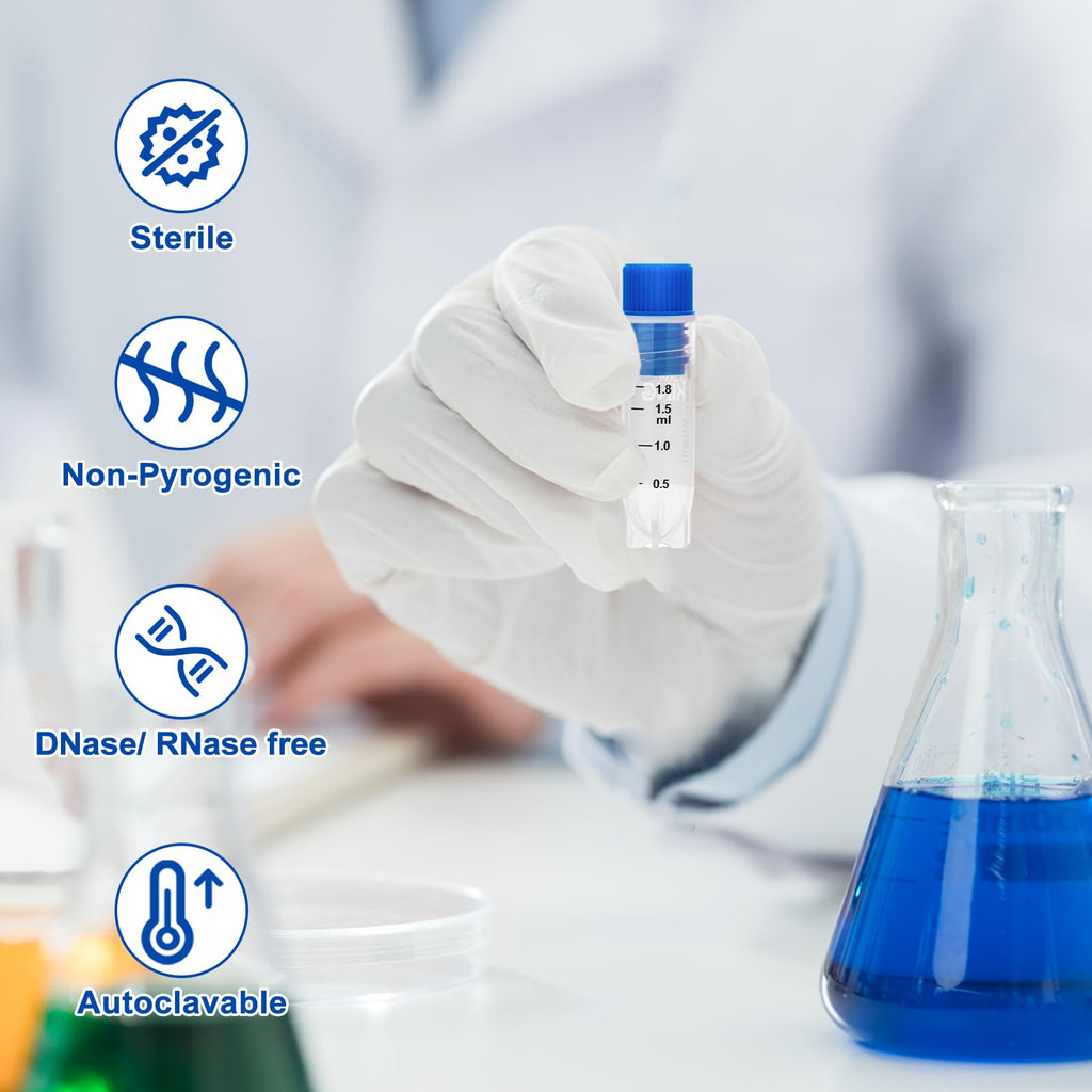 2.0ml Cryovials, Side-Coded, Internal Thread, Blue, 500/Case