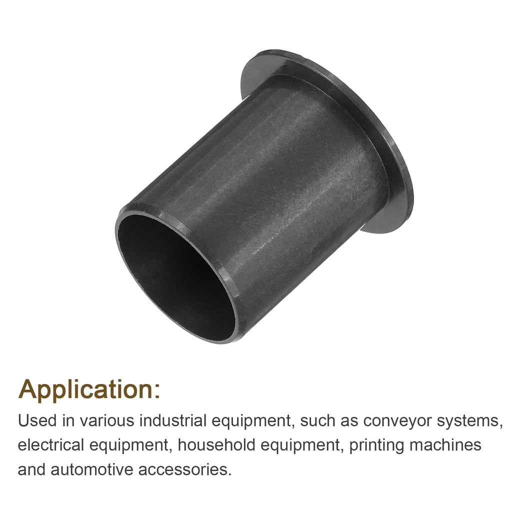 uxcell 6Pcs Flanged Sleeve Bearings,ID17mmxOD19mmxL25mm POM Bushing,Black