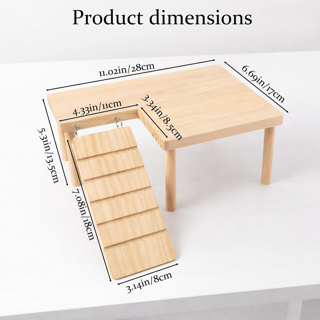Hamster Platform, Small Wooden Hamster Cage Accessories, Elevated Resting Area for Hamster Cages, Pine Material